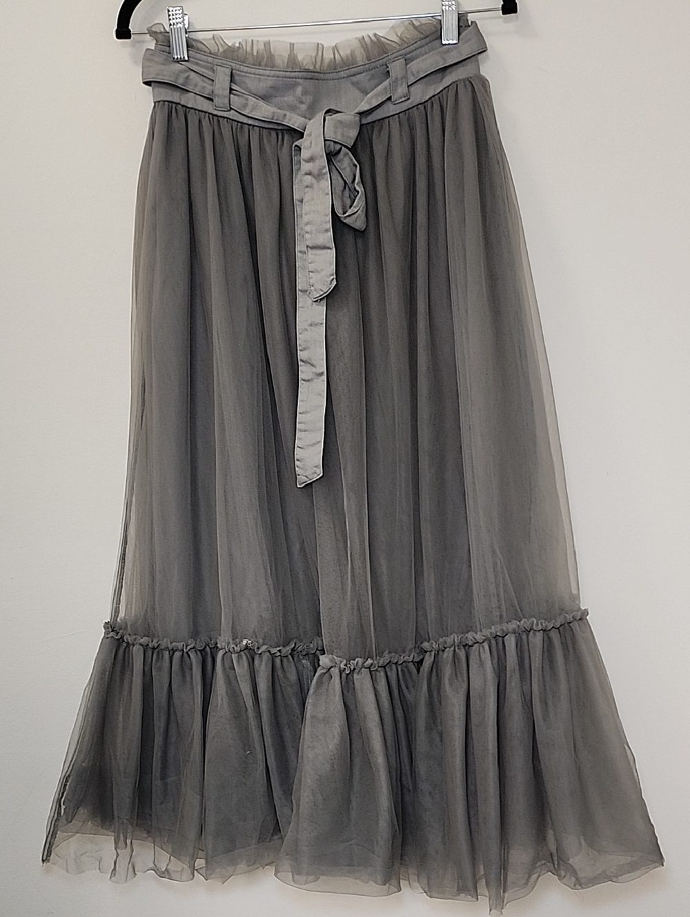 Anthropologie Pilcro Tulle Skirt ruffled hem waist tie  Size Small - Picture 5 of 16